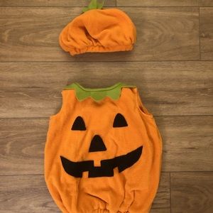 🎃👻Pottery Barn Kids Baby/Toddler Pumpkin Halloween Costume w/ Pumpkin Hat🎃👻